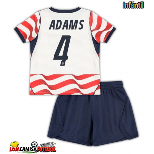Camisa de Futebol Estados Unidos Tyler Adams #4 Equipamento Principal Infantil Mundo 2026 Manga Curta (+ Calças curtas)